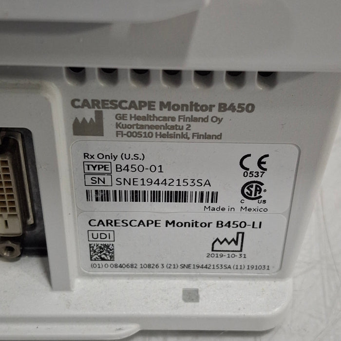 GE Healthcare Carescape B450 Critical Care Patient Monitor
