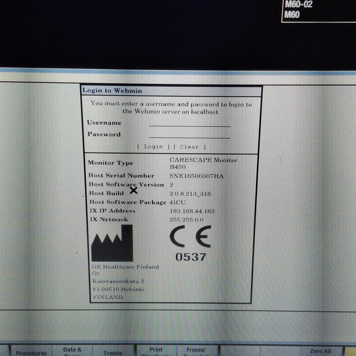 GE Healthcare Carescape B450 Critical Care Patient Monitor