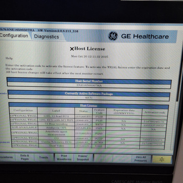 GE Healthcare Carescape B450 Critical Care Patient Monitor