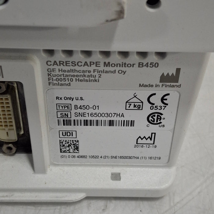 GE Healthcare Carescape B450 Critical Care Patient Monitor