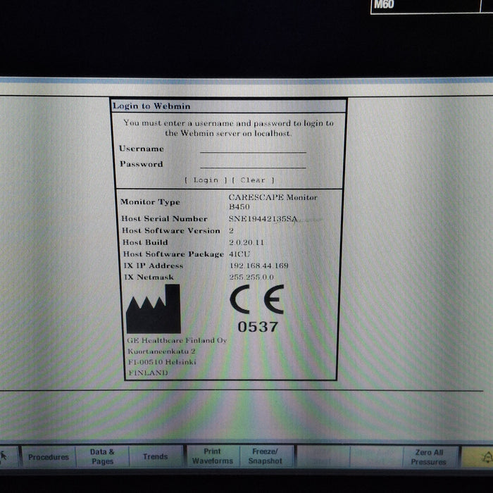 GE Healthcare Carescape B450 Critical Care Patient Monitor