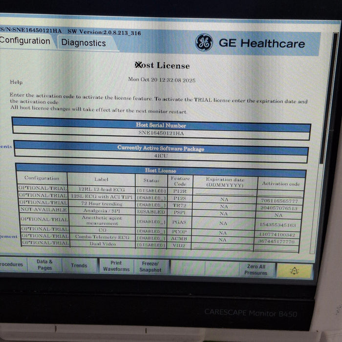 GE Healthcare Carescape B450 Critical Care Patient Monitor