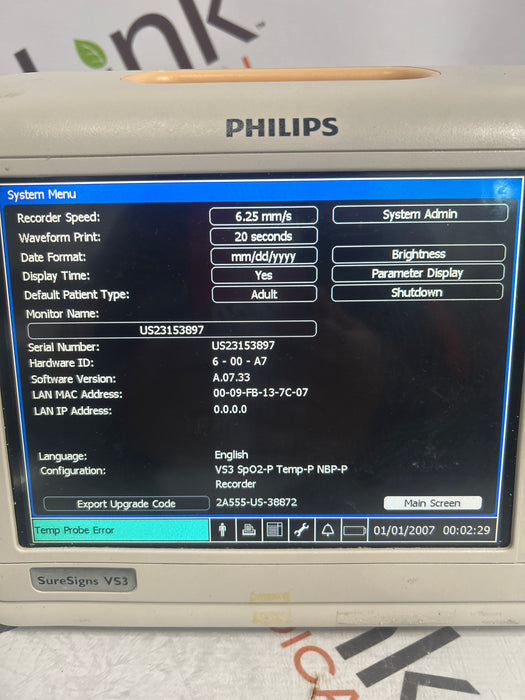 Philips Suresigns VS3 Vital Signs Monitor