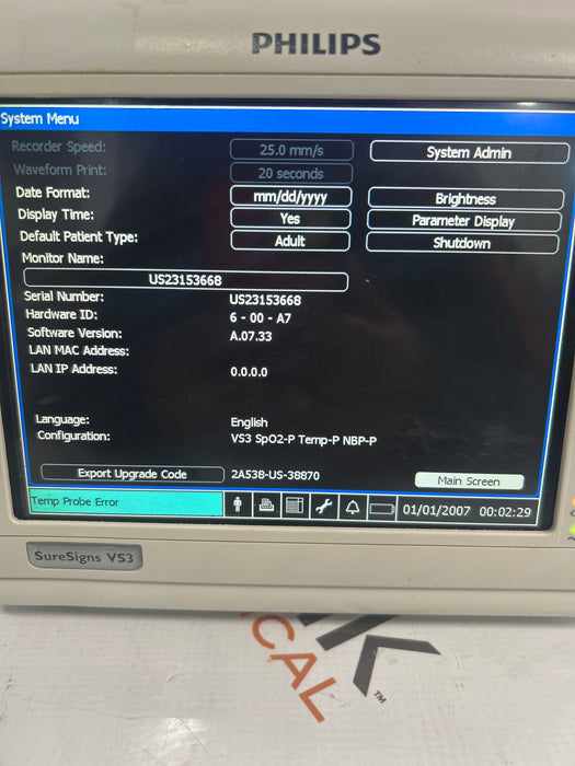 Philips Suresigns VS3 Vital Signs Monitor