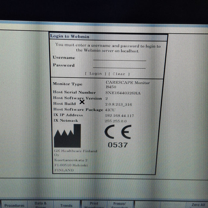 GE Healthcare Carescape B450 Critical Care Patient Monitor