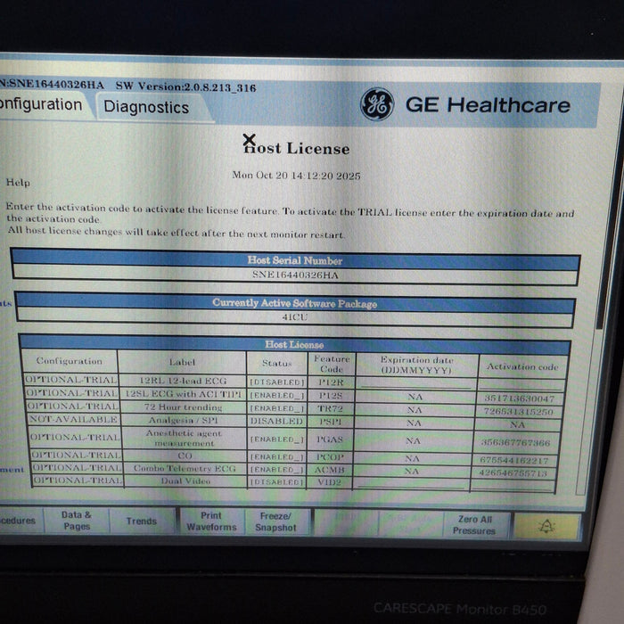 GE Healthcare Carescape B450 Critical Care Patient Monitor