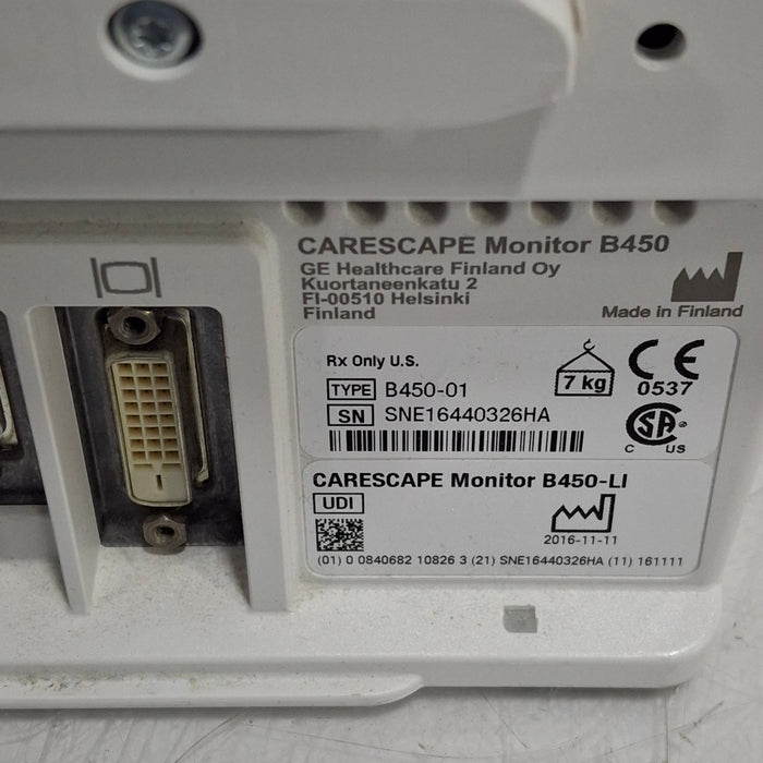 GE Healthcare Carescape B450 Critical Care Patient Monitor