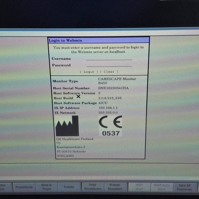 GE Healthcare Carescape B450 Critical Care Patient Monitor