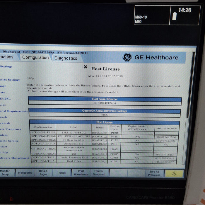 GE Healthcare Carescape B450 Critical Care Patient Monitor