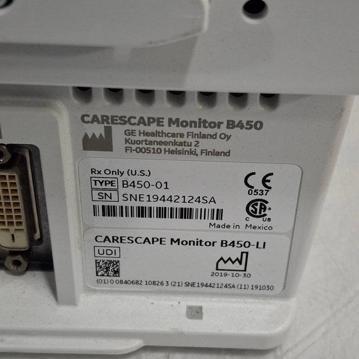 GE Healthcare Carescape B450 Critical Care Patient Monitor