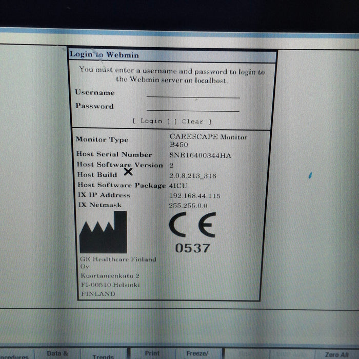 GE Healthcare Carescape B450 Critical Care Patient Monitor