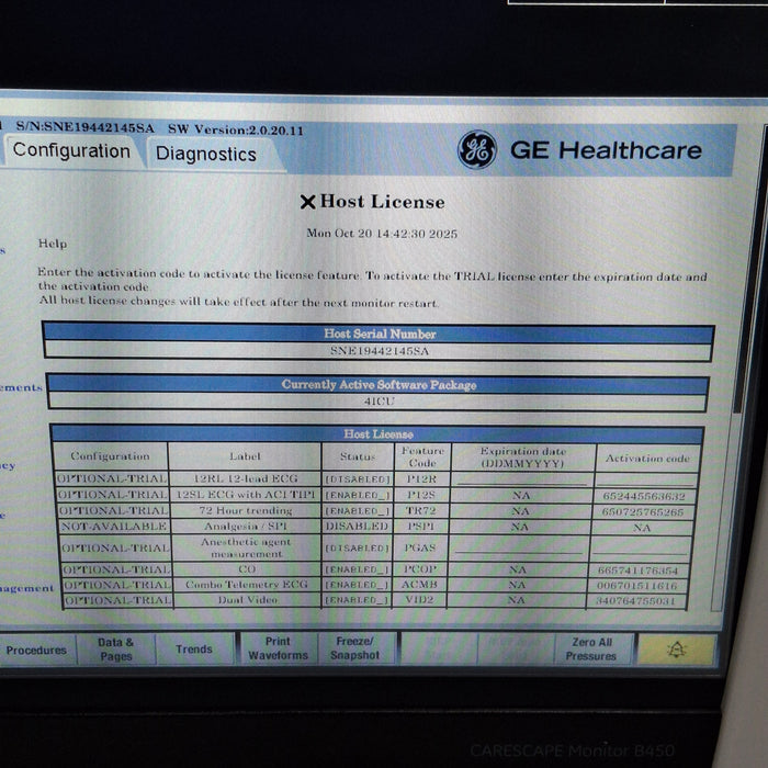 GE Healthcare Carescape B450 Critical Care Patient Monitor
