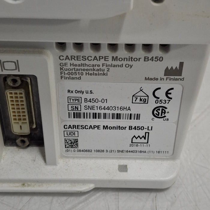 GE Healthcare Carescape B450 Critical Care Patient Monitor