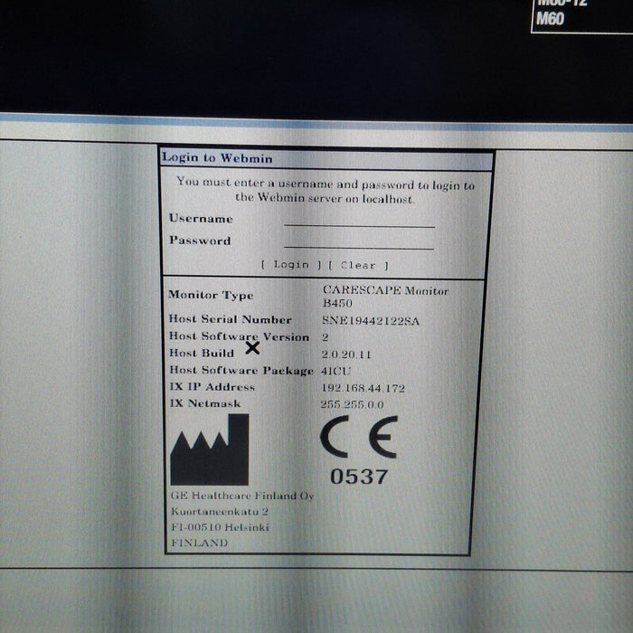 GE Healthcare Carescape B450 Critical Care Patient Monitor