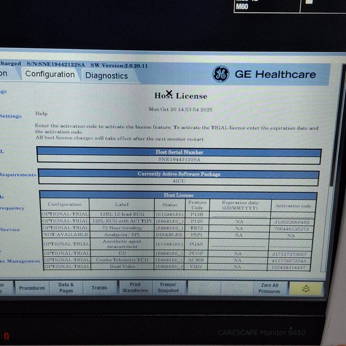 GE Healthcare Carescape B450 Critical Care Patient Monitor