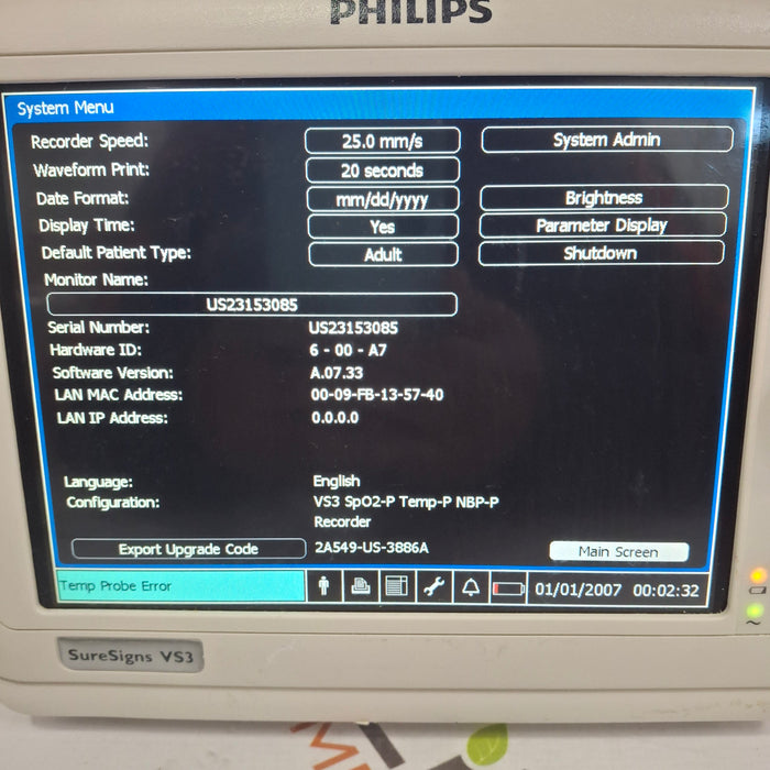 Philips Suresigns VS3 Vital Signs Monitor
