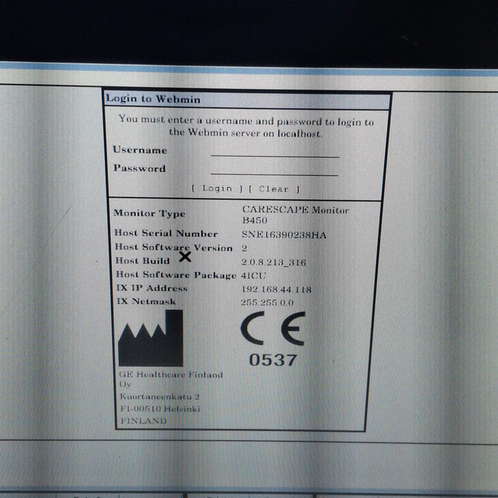 GE Healthcare Carescape B450 Critical Care Patient Monitor
