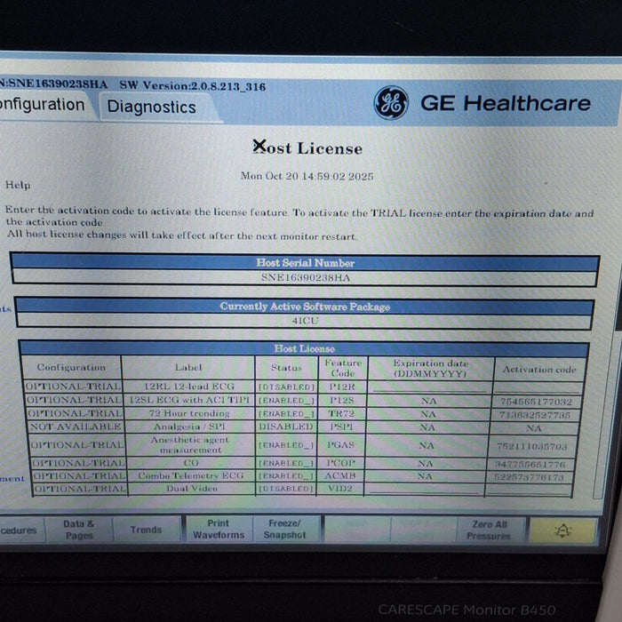 GE Healthcare Carescape B450 Critical Care Patient Monitor