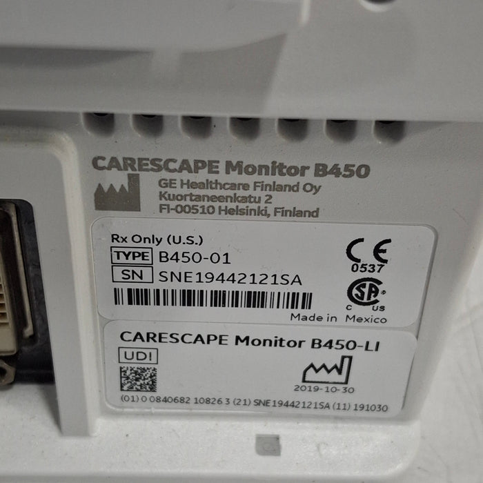 GE Healthcare Carescape B450 Critical Care Patient Monitor