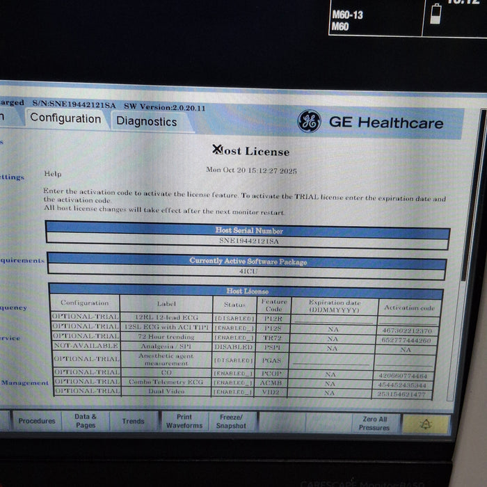 GE Healthcare Carescape B450 Critical Care Patient Monitor