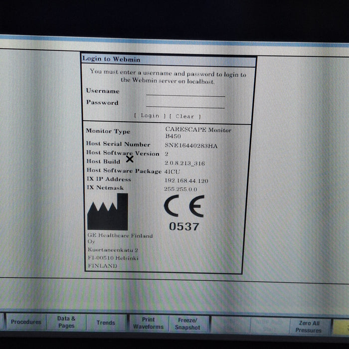 GE Healthcare Carescape B450 Critical Care Patient Monitor
