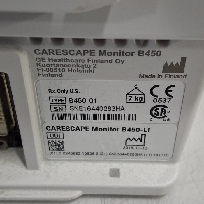 GE Healthcare Carescape B450 Critical Care Patient Monitor