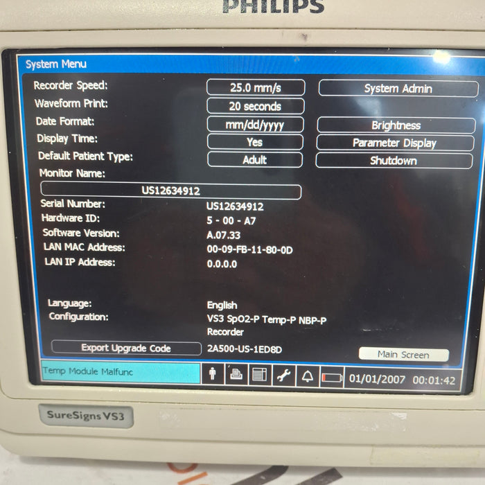 Philips Suresigns VS3 Vital Signs Monitor