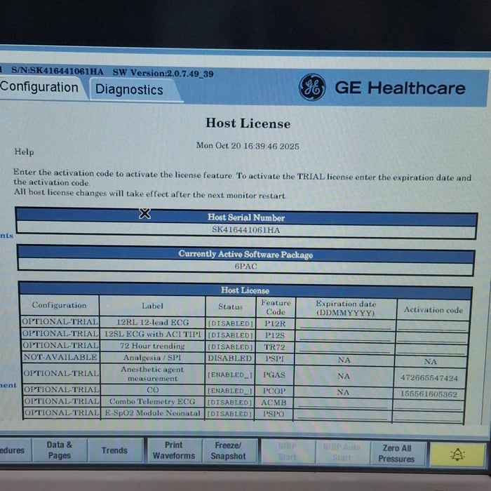 GE Healthcare Carescape B650 Post Anesthesia Care Patient Monitor