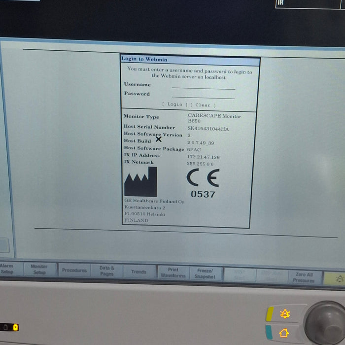GE Healthcare Carescape B650 Post Anesthesia Care Patient Monitor