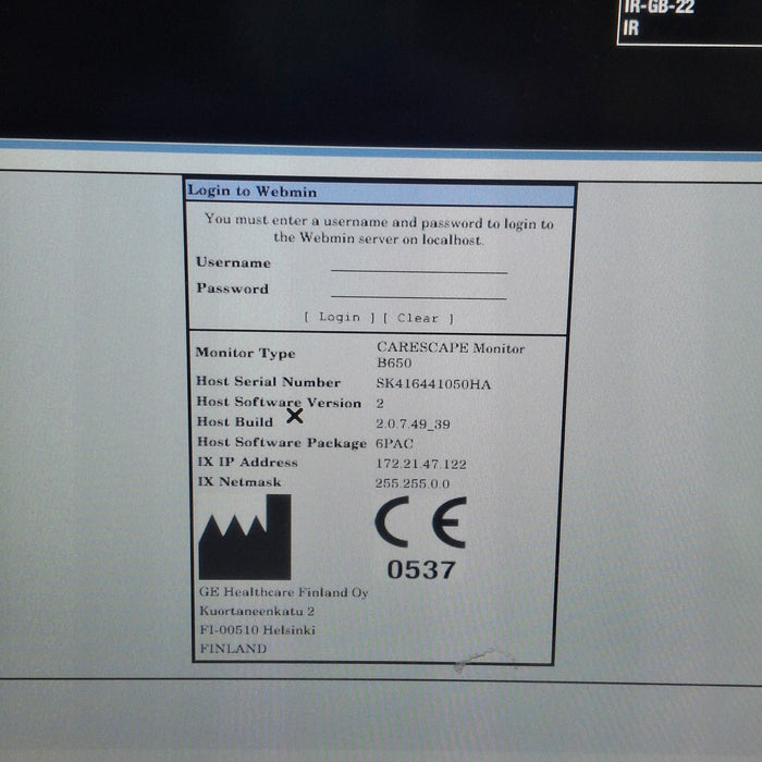 GE Healthcare Carescape B650 Post Anesthesia Care Patient Monitor