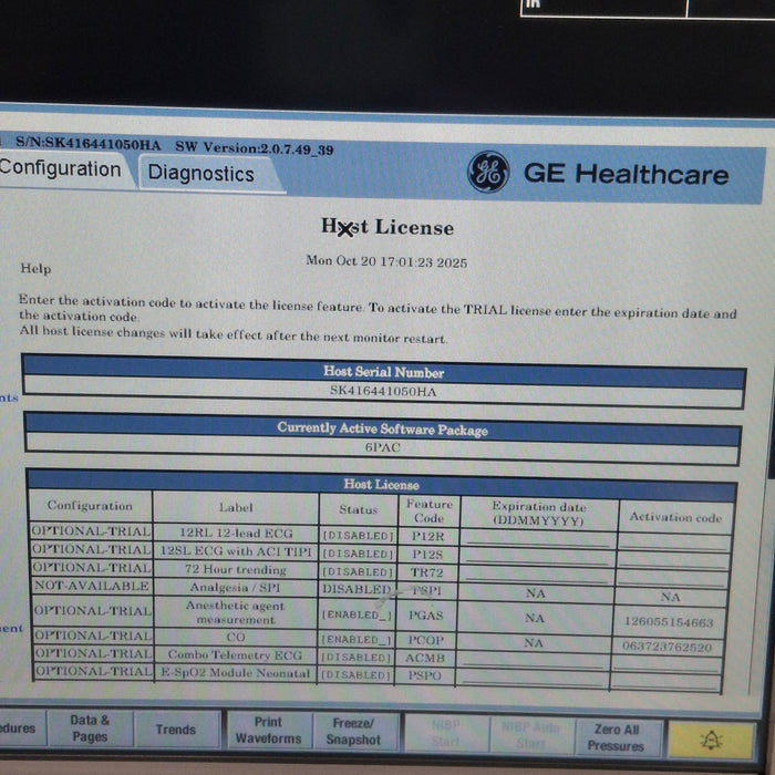 GE Healthcare Carescape B650 Post Anesthesia Care Patient Monitor