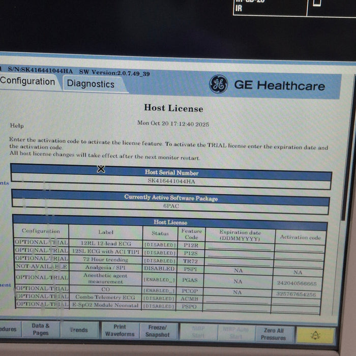 GE Healthcare Carescape B650 Post Anesthesia Care Patient Monitor