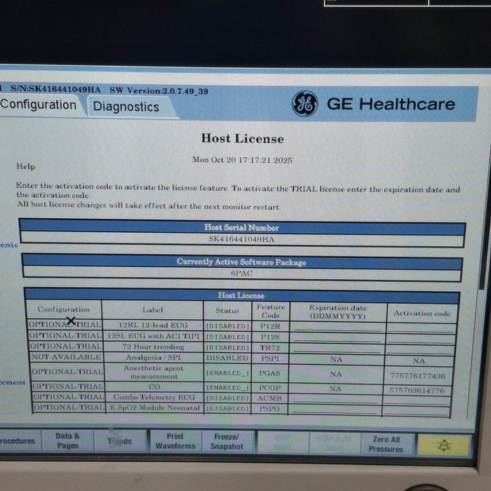 GE Healthcare Carescape B650 Post Anesthesia Care Patient Monitor