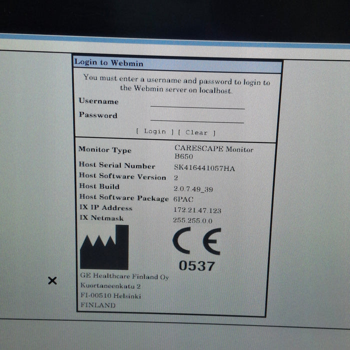 GE Healthcare Carescape B650 Post Anesthesia Care Patient Monitor