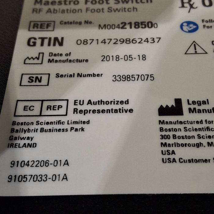 Boston Scientific 21850 Maestro RF Ablation Foot Switch Accessory