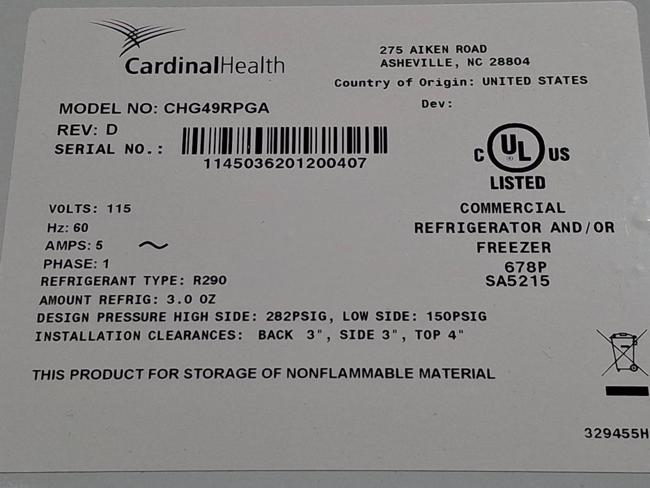 Cardinal Health Pro Series Lab Refrigerator