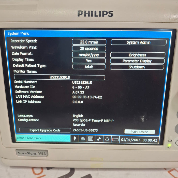 Philips Suresigns VS3 Vital Signs Monitor