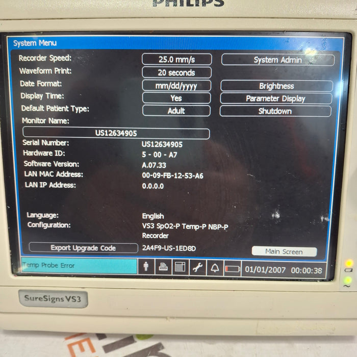 Philips Suresigns VS3 Vital Signs Monitor