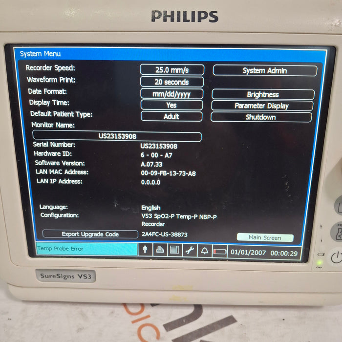 Philips Suresigns VS3 Vital Signs Monitor