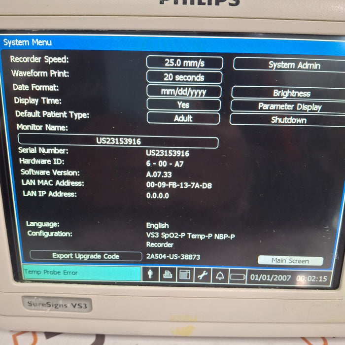 Philips Suresigns VS3 Vital Signs Monitor