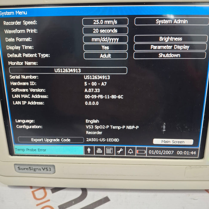 Philips Suresigns VS3 Vital Signs Monitor