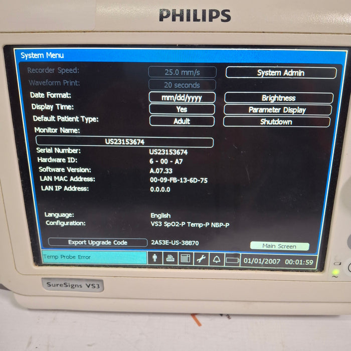 Philips Suresigns VS3 Vital Signs Monitor