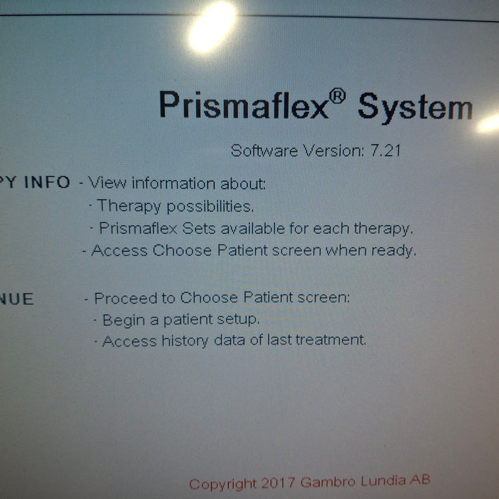Gambro Prismaflex Dialysis Machine