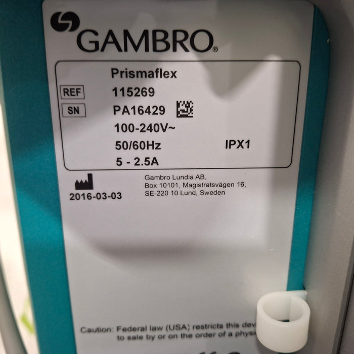 Gambro Prismaflex Dialysis Machine