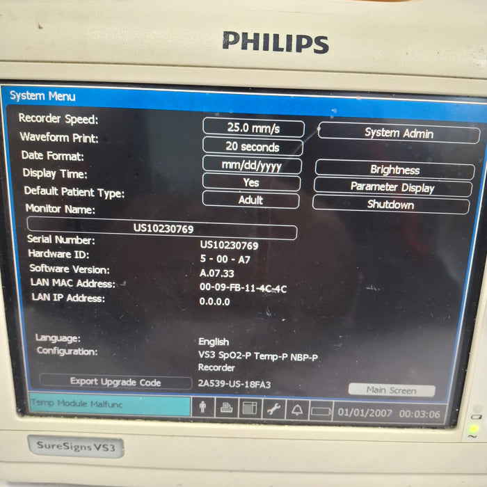 Philips Suresigns VS3 Vital Signs Monitor