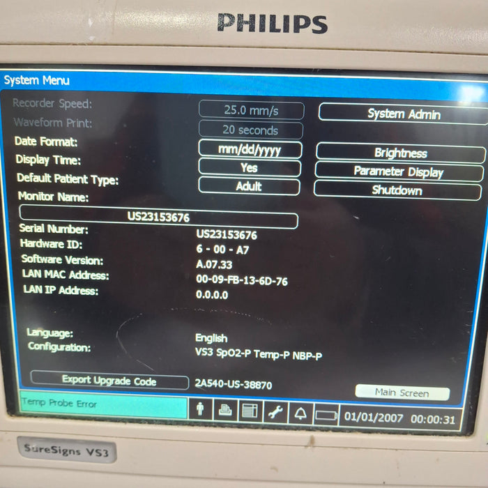 Philips Suresigns VS3 Vital Signs Monitor