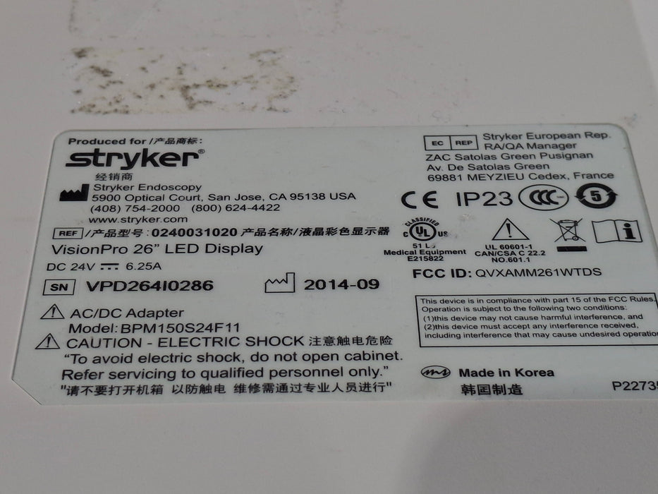 Stryker VisionPro 26" LED Display Monitor