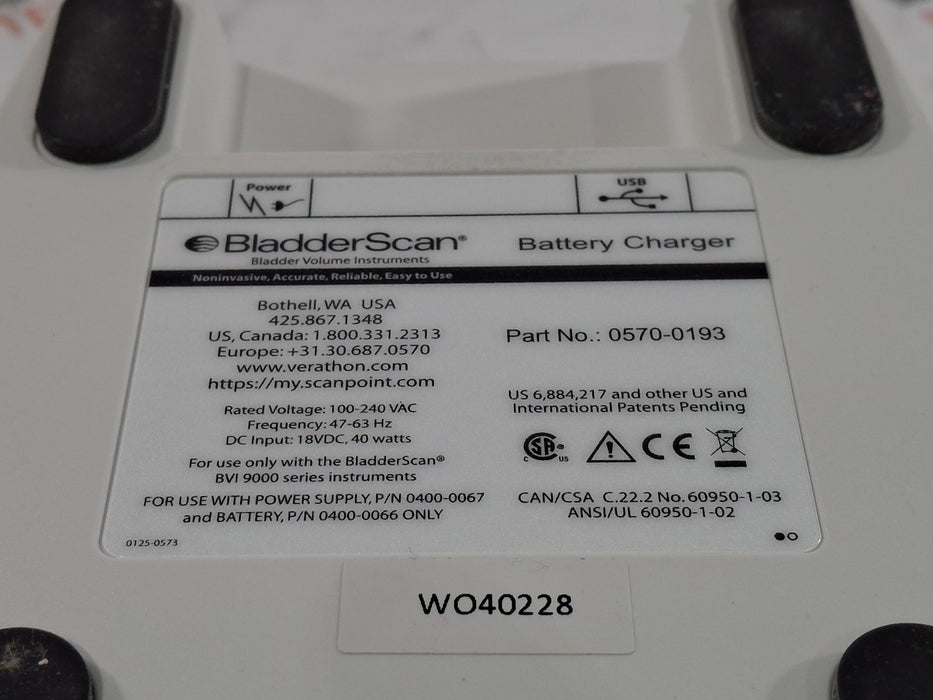 Verathon Medical, Inc BladderScan 0570-0193 Battery Charger