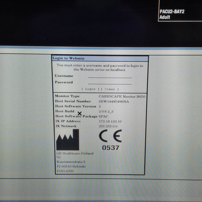 GE Healthcare Carescape B650 Post Anesthesia Care Patient Monitor