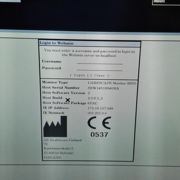 GE Healthcare Carescape B650 Post Anesthesia Care Patient Monitor